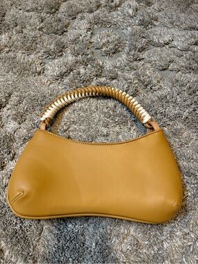 Antik Kraft Mustard Tan Shoulder Bag with Braided Cream Handle